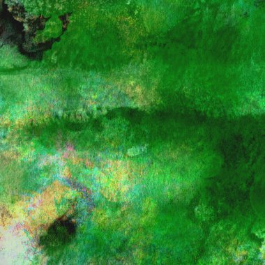 Sarı, mavi ve kırmızı tonlarda yeşil soyut suluboya deseni