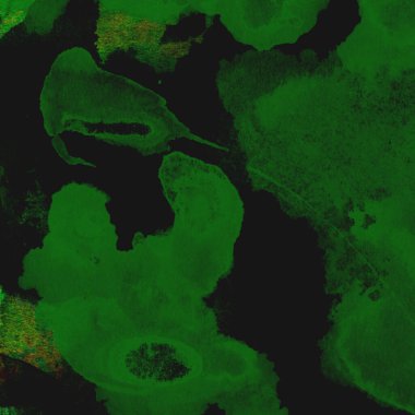 Parlak ve koyu yeşil tonlardan oluşan soyut renkli suluboya desenli arkaplan