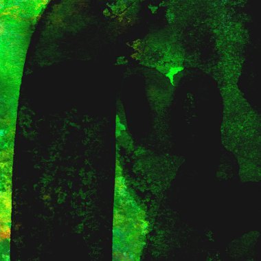 Parlak ve koyu yeşil tonlardan oluşan soyut renkli suluboya desenli arkaplan