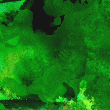 Parlak ve koyu yeşil tonlardan oluşan soyut renkli suluboya desenli arkaplan