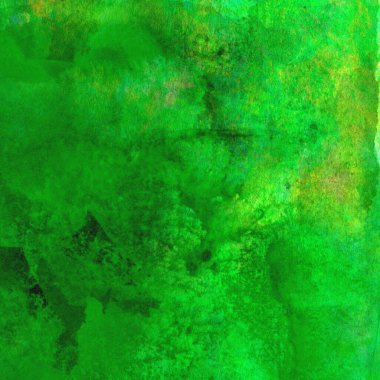 Parlak ve koyu yeşil tonlardan oluşan soyut renkli suluboya desenli arkaplan