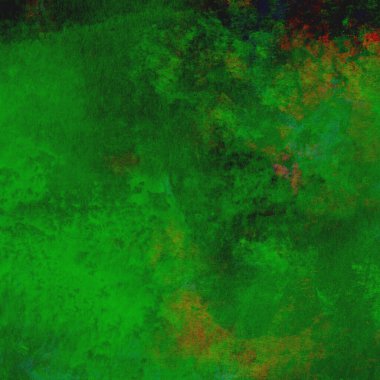 Sarı, mavi ve kırmızı tonlarda yeşil soyut suluboya deseni