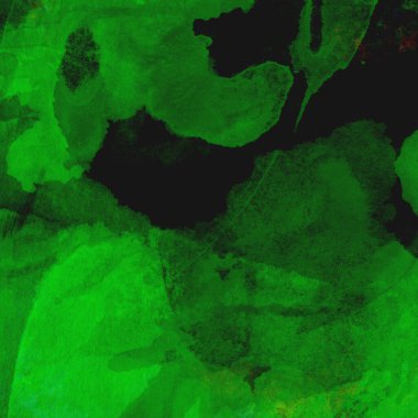 Parlak ve koyu yeşil tonlardan oluşan soyut renkli suluboya desenli arkaplan