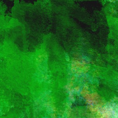 Parlak ve koyu yeşil tonlardan oluşan soyut renkli suluboya desenli arkaplan