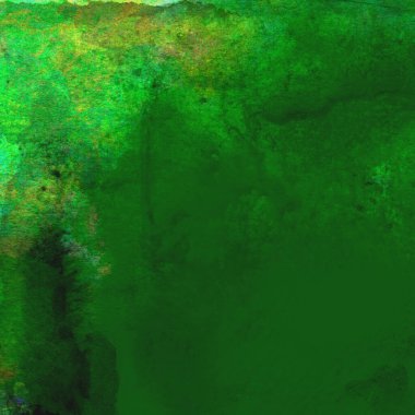 Parlak ve koyu yeşil tonlardan oluşan soyut renkli suluboya desenli arkaplan