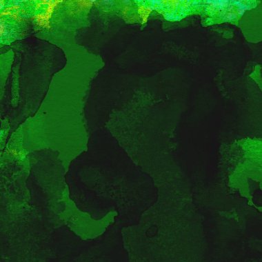 Parlak ve koyu yeşil tonlardan oluşan soyut renkli suluboya desenli arkaplan