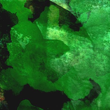 Parlak ve koyu yeşil tonlardan oluşan soyut renkli suluboya desenli arkaplan