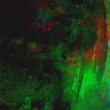 Sarı, mavi ve kırmızı tonlarda yeşil soyut suluboya deseni