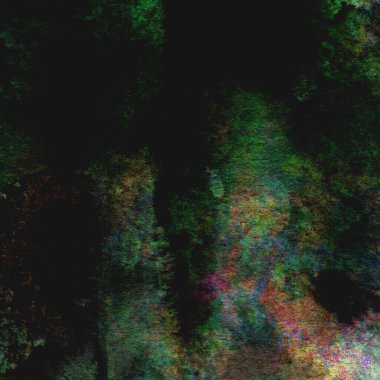 Sarı, mavi ve kırmızı tonlarda yeşil soyut suluboya deseni