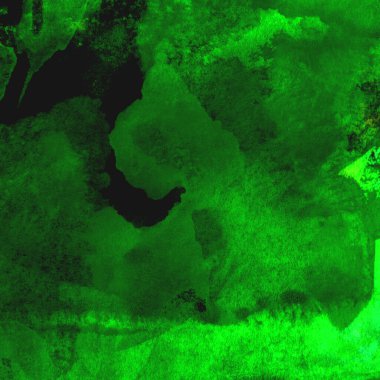 Parlak ve koyu yeşil tonlardan oluşan soyut renkli suluboya desenli arkaplan