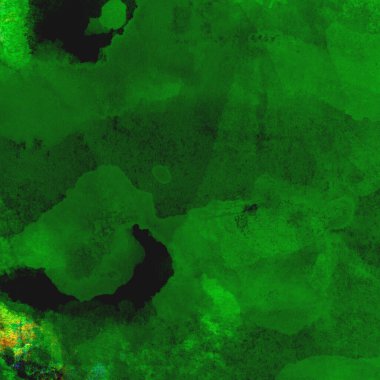 Parlak ve koyu yeşil tonlardan oluşan soyut renkli suluboya desenli arkaplan