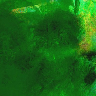 Parlak ve koyu yeşil tonlardan oluşan soyut renkli suluboya desenli arkaplan