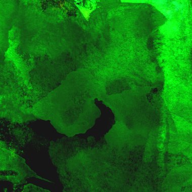 Parlak ve koyu yeşil tonlardan oluşan soyut suluboya desenli arkaplan