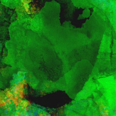 Parlak ve koyu yeşil tonlardan oluşan soyut suluboya desenli arkaplan