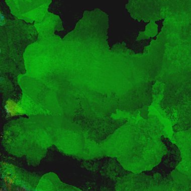 Parlak ve koyu yeşil tonlardan oluşan soyut suluboya desenli arkaplan