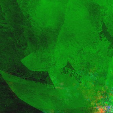 Sarı, mavi ve kırmızı tonlarda soyut yeşil suluboya tasarımı