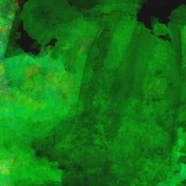 Parlak ve koyu yeşil tonlardan oluşan soyut suluboya desenli arkaplan