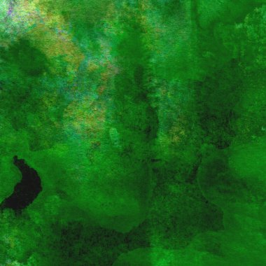 Parlak ve koyu yeşil tonlardan oluşan soyut suluboya desenli arkaplan