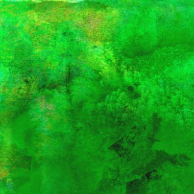 Parlak ve koyu yeşil tonlardan oluşan soyut suluboya desenli arkaplan