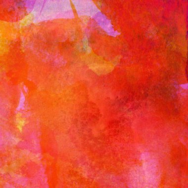 Pembe, kırmızı ve turuncu renkli suluboya lekeleri olan soyut renkli arkaplan