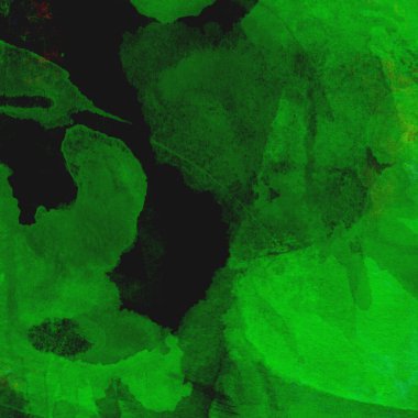 Parlak ve koyu yeşil tonlardan oluşan soyut suluboya desenli arkaplan