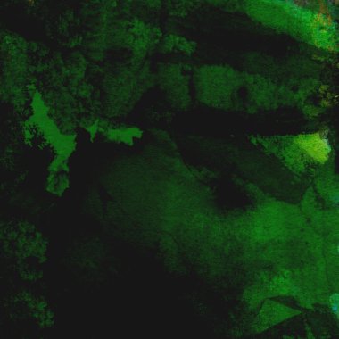 Parlak ve koyu yeşil tonlardan oluşan soyut suluboya desenli arkaplan