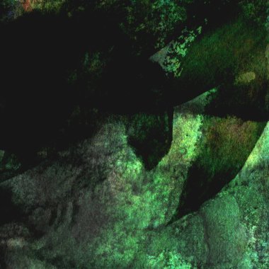 Sarı, mavi ve kırmızı tonlarda yeşil soyut suluboya deseni