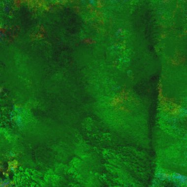 Parlak ve koyu yeşil tonlardan oluşan soyut suluboya desenli arkaplan