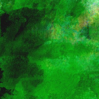 Parlak ve koyu yeşil tonlardan oluşan soyut suluboya desenli arkaplan