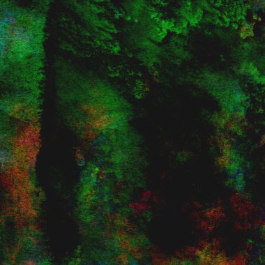 Sarı, mavi ve kırmızı tonlarda yeşil soyut suluboya deseni