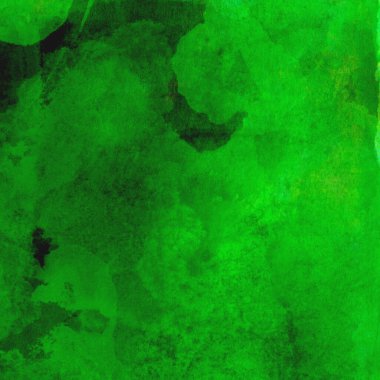 Parlak ve koyu yeşil tonlardan oluşan soyut suluboya desenli arkaplan