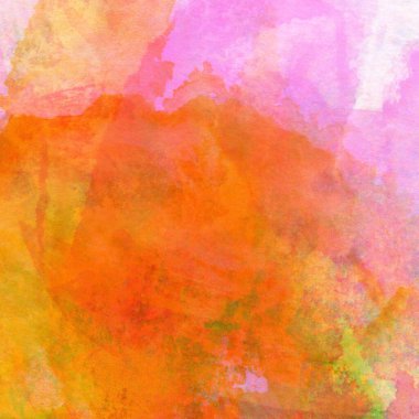 Pembe, kırmızı ve turuncu renkli suluboya lekeleri olan soyut renkli arkaplan