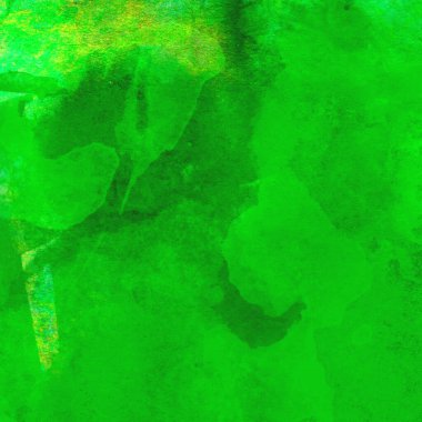 Parlak ve koyu yeşil tonlardan oluşan soyut suluboya desenli arkaplan