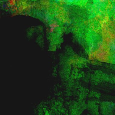 Parlak ve koyu yeşil tonlardan oluşan soyut suluboya desenli arkaplan