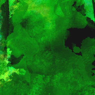 Parlak ve koyu yeşil tonlardan oluşan soyut suluboya desenli arkaplan