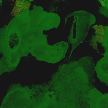 Parlak ve koyu yeşil tonlardan oluşan soyut suluboya desenli arkaplan