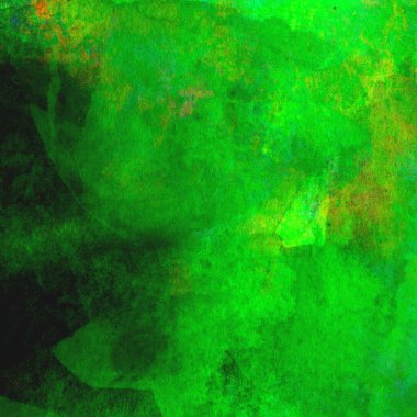 Parlak ve koyu yeşil tonlardan oluşan soyut suluboya desenli arkaplan