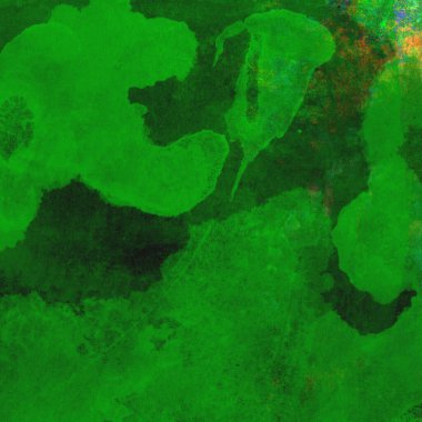 Parlak ve koyu yeşil tonlardan oluşan soyut suluboya desenli arkaplan