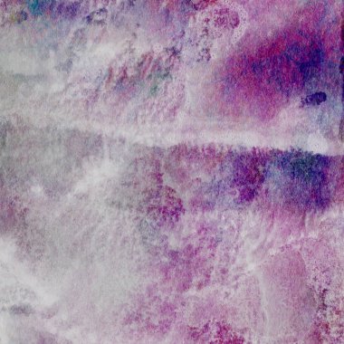 Leylak ve beyaz renklerle soyut suluboya deseni ve pembe, mavi ve yeşil renklerle dokunuşlar.