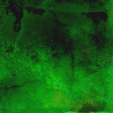 Parlak ve koyu yeşil tonlardan oluşan soyut suluboya desenli arkaplan