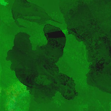 Parlak ve koyu yeşil tonlardan oluşan soyut suluboya desenli arkaplan