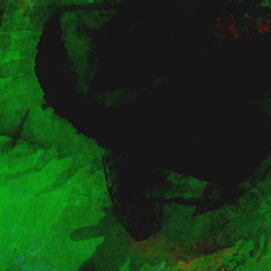 Parlak ve koyu yeşil tonlardan oluşan soyut suluboya desenli arkaplan