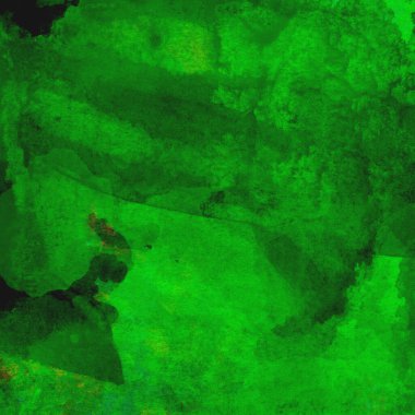 Parlak ve koyu yeşil tonlardan oluşan soyut suluboya desenli arkaplan