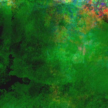 Parlak ve yeşil tonlardan oluşan soyut suluboya deseni
