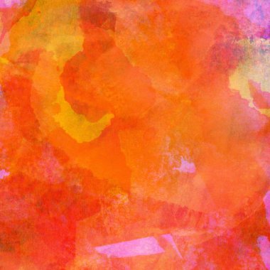 Sarı, pembe ve kırmızı renklerle soyut suluboya desenleri