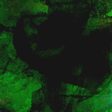 Parlak ve koyu yeşil tonlardan oluşan soyut suluboya desenli arkaplan