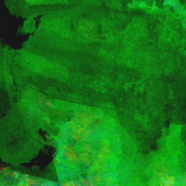 Parlak ve koyu yeşil tonlardan oluşan soyut suluboya desenli arkaplan