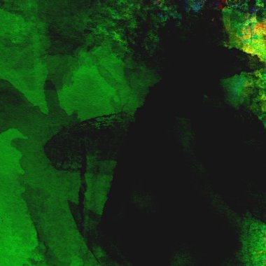 Parlak ve koyu yeşil tonlardan oluşan soyut suluboya desenli arkaplan