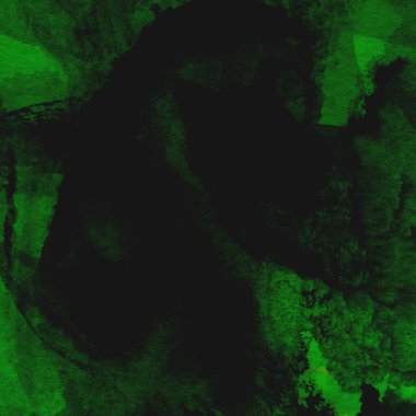 Parlak ve koyu yeşil tonlardan oluşan soyut suluboya desenli arkaplan