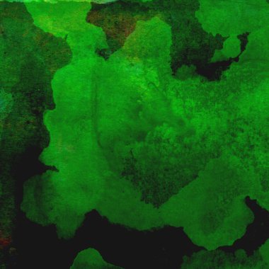 Parlak ve koyu yeşil tonlardan oluşan soyut suluboya desenli arkaplan